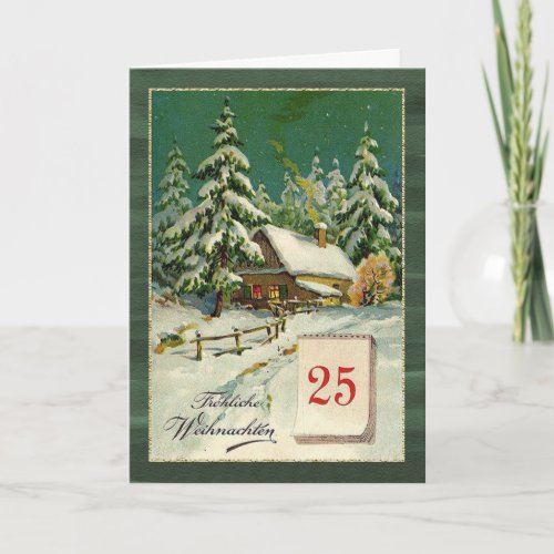 German Christmas _ winter forest December 25 Holiday Card