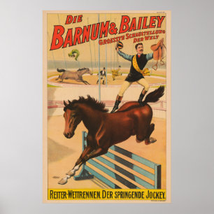 German Circus Poster Of A Man Standing On Horse
