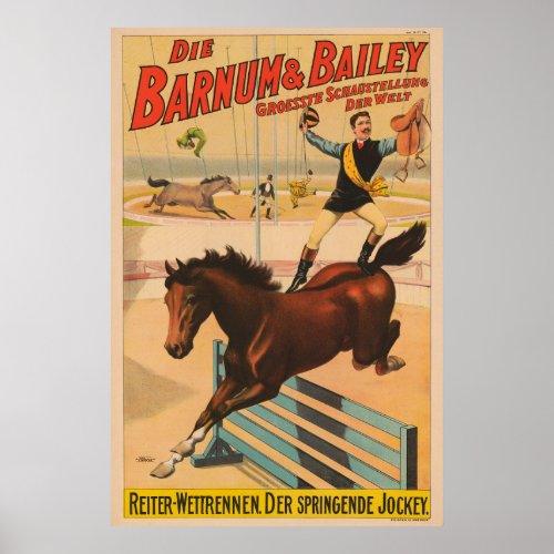 German Circus Poster Of A Man Standing On Horse