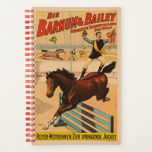 German Circus Poster Of A Man Standing On Horse Notebook