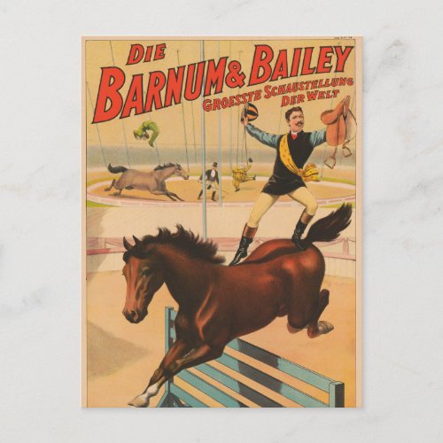 German Circus Poster Of A Man Standing On Horse Postcard