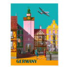 German city, vintage airline poster