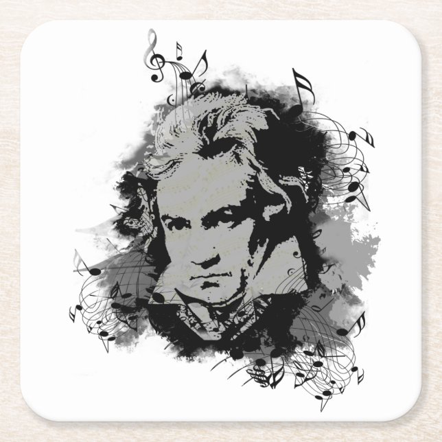 German Composer, Pianist of classical music. Square Paper Coaster (Front)