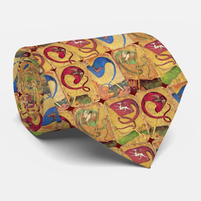 German Court Cards Flags /Dogs,Deers,Falcons,Ducks Neck Tie (Rolled)