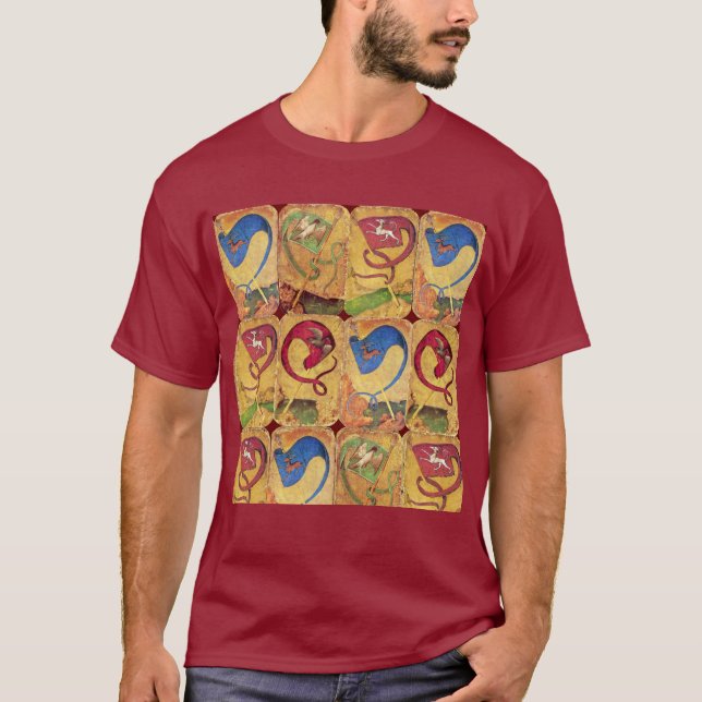 German Court Cards Flags /Dogs,Deers,Falcons,Ducks T-Shirt (Front)
