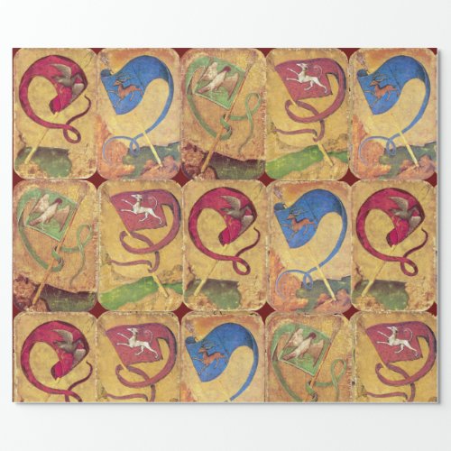 German Court Flags DogsDeersFalconsDucks Wrapping Paper