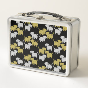 German Dachshund Dog Patterns Metal Lunch Box