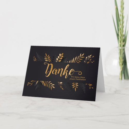 GERMAN Danke Botanical on Charcoal Gray Thank You Card