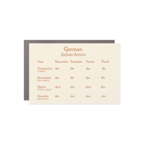 German Definite Articles Grammar Chart Educational Car Magnet