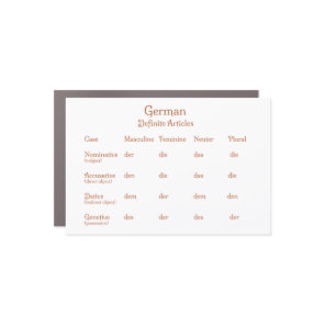 German Definite Articles Grammar Chart Educational Car Magnet