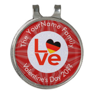 German Deutsch Heart Red LOVE Flag Personalized  Golf Hat Clip
