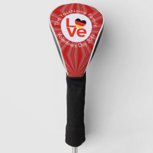 German Deutsch Heart Red LOVE Flag Personalized Golf Head Cover