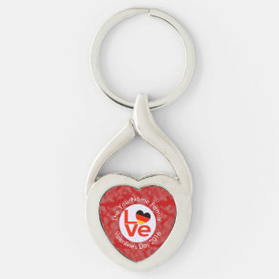 German Deutsch Heart Red LOVE Flag Personalized Keychain