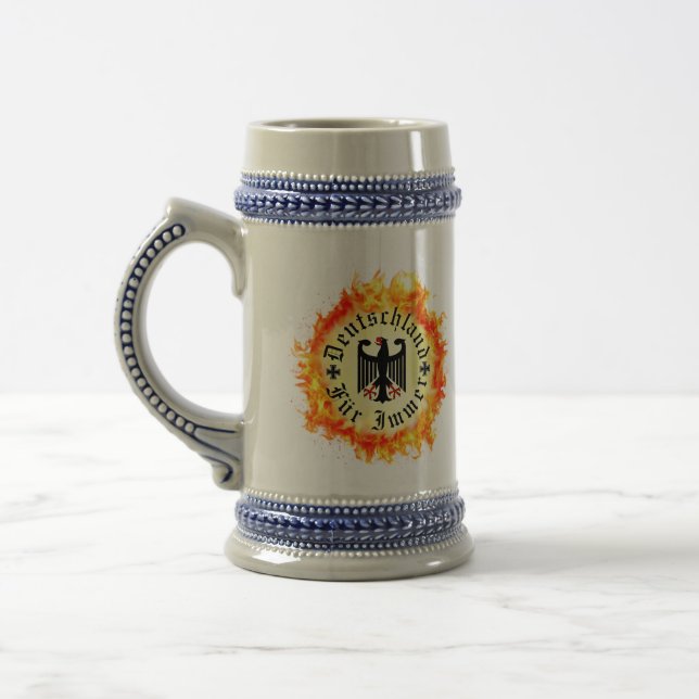 German/Deutschland Forever/eagle/iron cross/fire Beer Stein (Left)