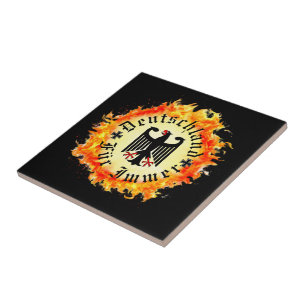 German/Deutschland Forever/eagle/iron cross/fire Ceramic Tile