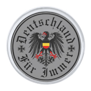 German/Deutschland Forever/eagle/iron cross Silver Finish Lapel Pin