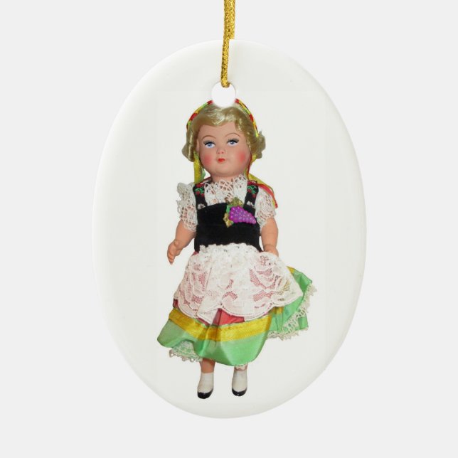 German Doll Ceramic Ornament (Front)