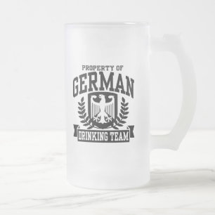German Drinking Team Frosted Glass Beer Mug