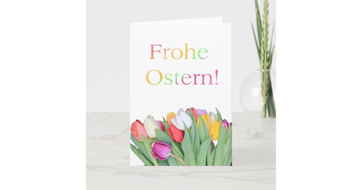 German Easter card Frohe Ostern tulip bouquet Zazzle