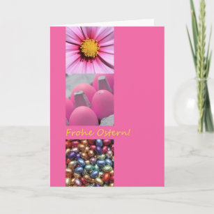 German Easter Greeting Pink Collage Holiday Card