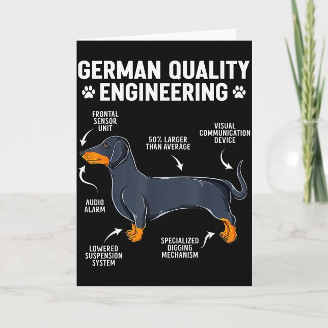 German Engineering Dachshund Lover Funny Doxie Dog Card (Front)