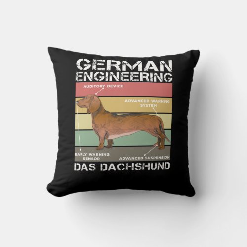 German Engineering Dachshund Puppy Weiner Dog Throw Pillow