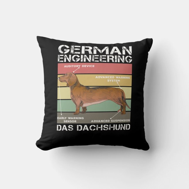 German Engineering Dachshund Puppy Weiner Dog Throw Pillow (Front)