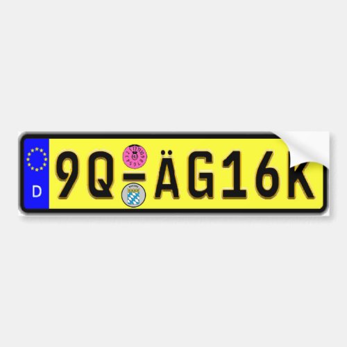 German Euro License Plate Yellow Bumper Sticker