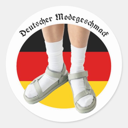 German Fashion Taste White Sock Sandals Stereotype Classic Round Sticker
