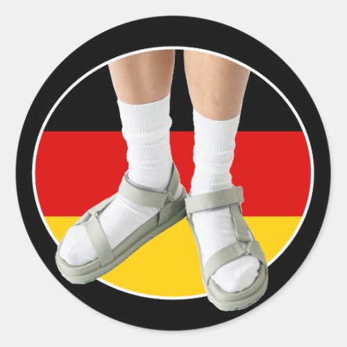 German Fashion Taste White Sock Sandals Stereotype Classic Round Sticker