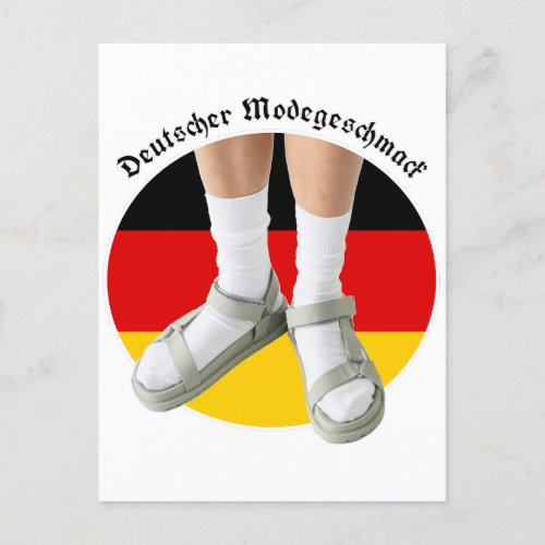 German Fashion Taste White Sock Sandals Stereotype Postcard