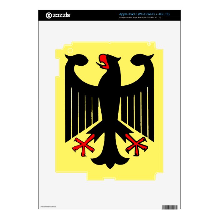 German Federal Black Eagle on Yellow Shield Decals For iPad 3