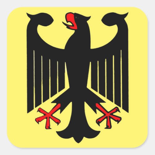 German Federal Black Eagle on Yellow Shield Square Sticker