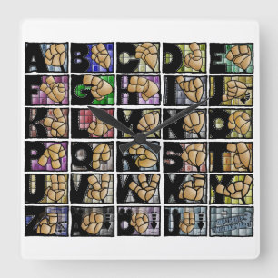 German Finger Alphabet 3 (2025) Square Wall Clock