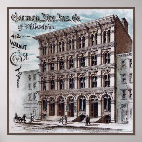 German Fire Ins Co of Philadelphia 1886 Poster