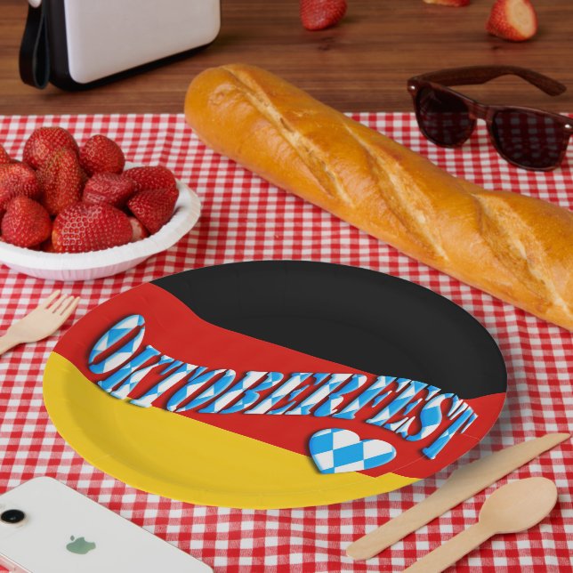 German Flag Beer Festival Oktoberfest Paper Plates (Picnic)