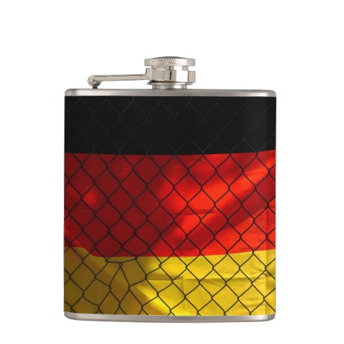 German Flag behind Chain Link Fence Flask