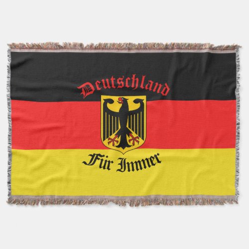 German flag black eagle Deutschland Fur immer Throw Blanket