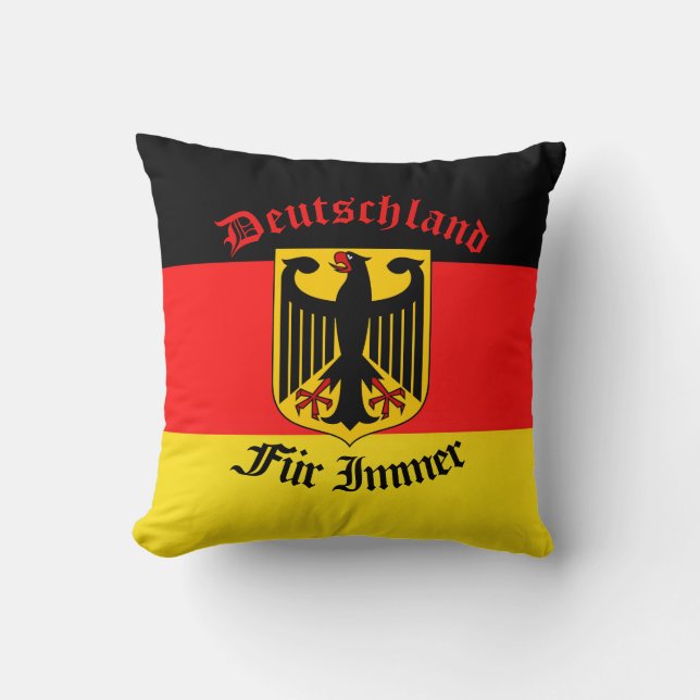 German flag, black eagle, Deutschland fur immer Throw Pillow (Front)