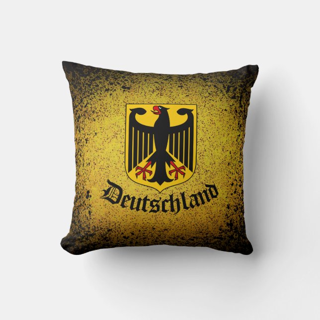 German flag, black eagle, Deutschland Throw Pillow (Front)