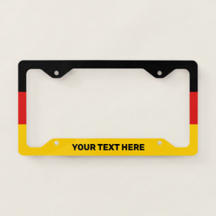 German Flag Black Text Custom License Plate Frame