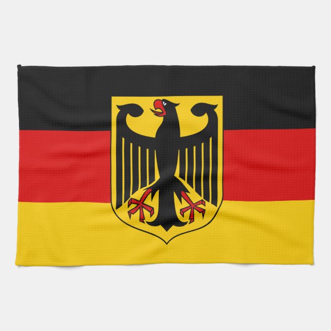 German flag & Coat of Arms, Deutschland/sport fans Kitchen Towel (Horizontal)