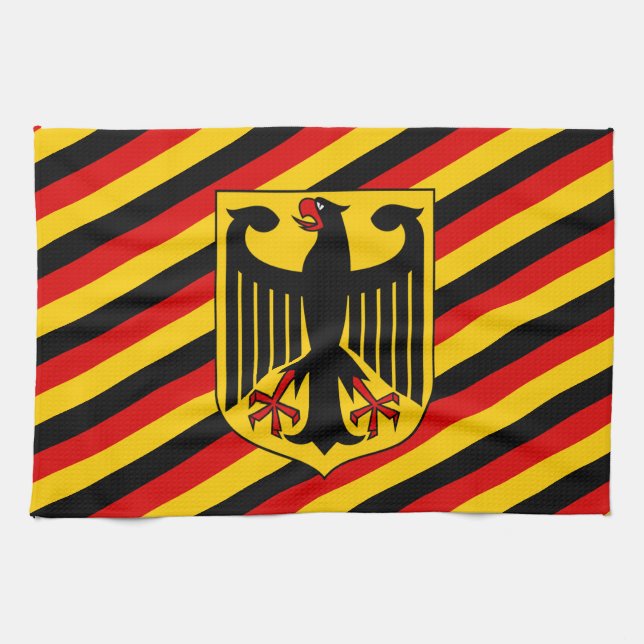 German flag & Coat of Arms, Deutschland/sport fans Kitchen Towel (Horizontal)