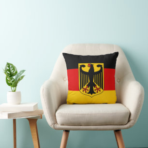 German flag & Coat of Arms, Deutschland/sport fans Throw Pillow