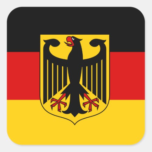 German Flag  Coat of Arms Flag of Germany Square Sticker