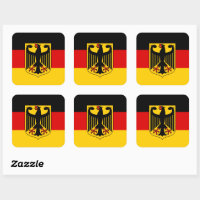German Flag & Coat of Arms, Flag of Germany Square Sticker