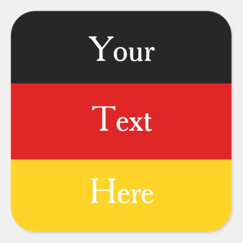German Flag Colors Black Red Gold Personalized Square Sticker