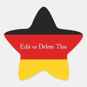 German Flag Colors Black Red Gold Personalized Star Sticker