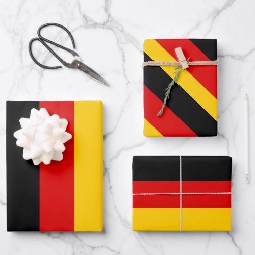 German Flag Colors Black Red Gold  Wrapping Paper Sheets