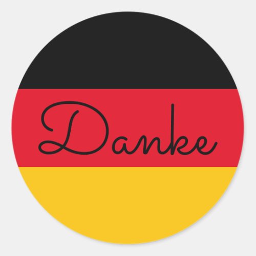 German Flag Colors Danke Classic Round Sticker